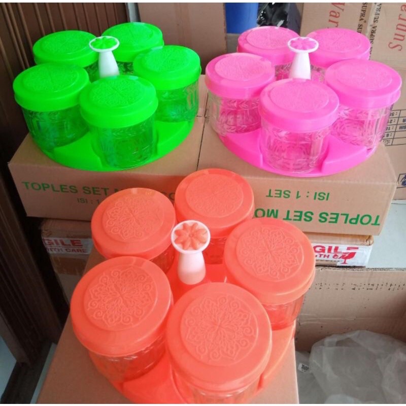 TOPLES SET MONACO toples plastik set toples 5pcs set toples nampan plastik set Toples kue kering