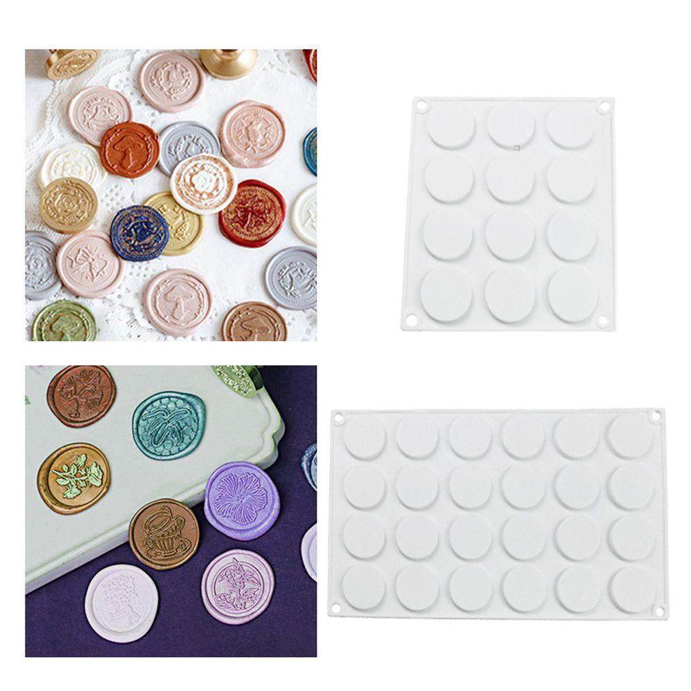 Mxbeauty Cetakan Stempel Lilin4 /12/24pcs 3D DIY Cetakan Kue Bentuk Lingkaran Transfer Lembaran