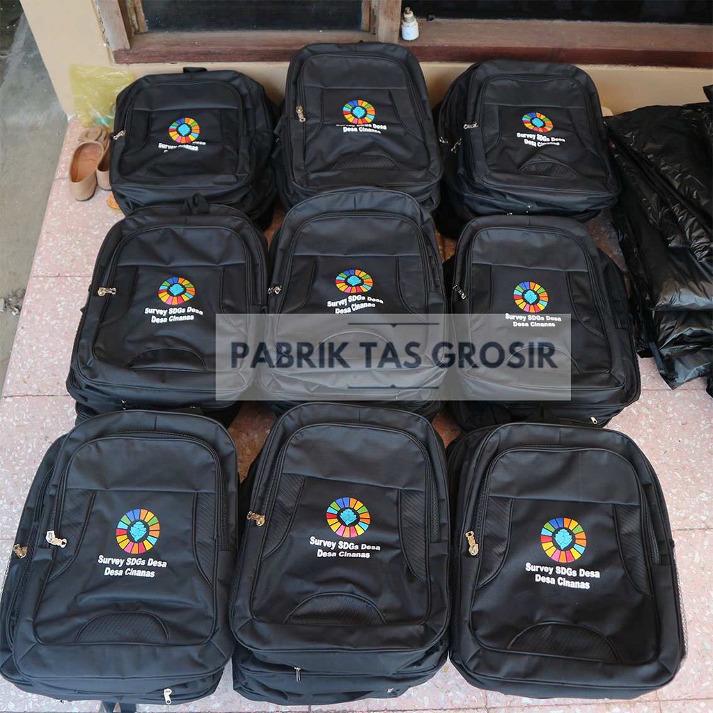 PESANAN GROSIR TAS RANSEL SABLON SDGS DESA CINANAS TAHUN 2021 SOUVENIR SEMINAR PROMOSI MURAH