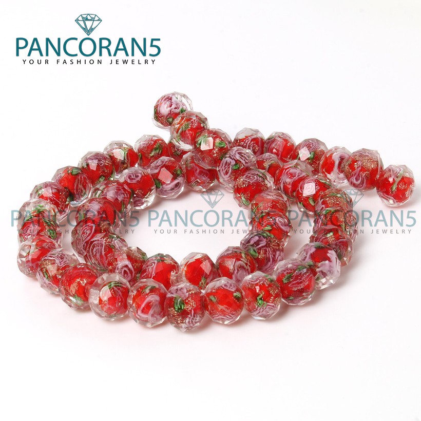 Manik Manik Kristal Lampwork Ceko Murano Warna Merah