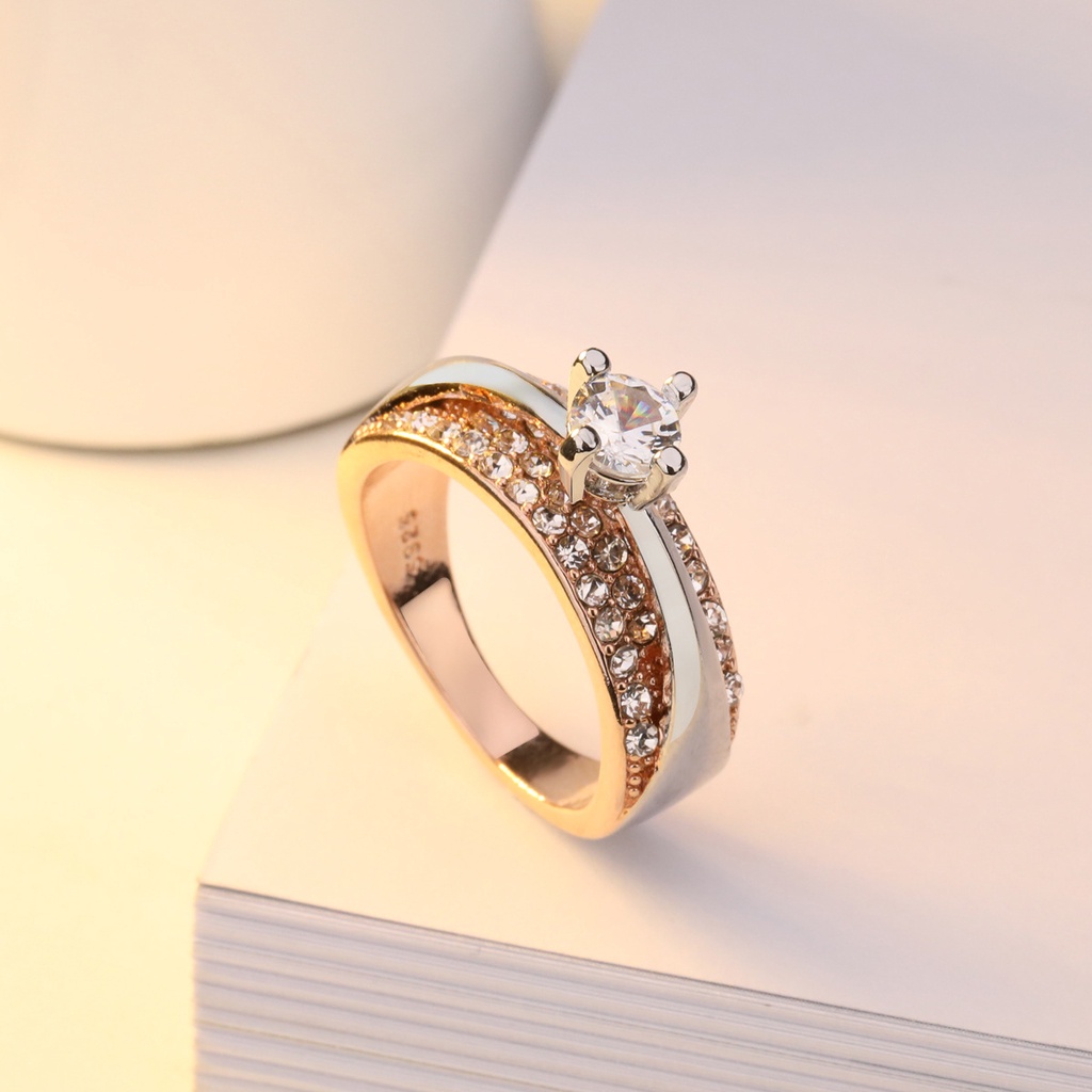 Cincin Bahan Sterling Silver 925 Warna Rose Gold Untuk Wanita Ccb65