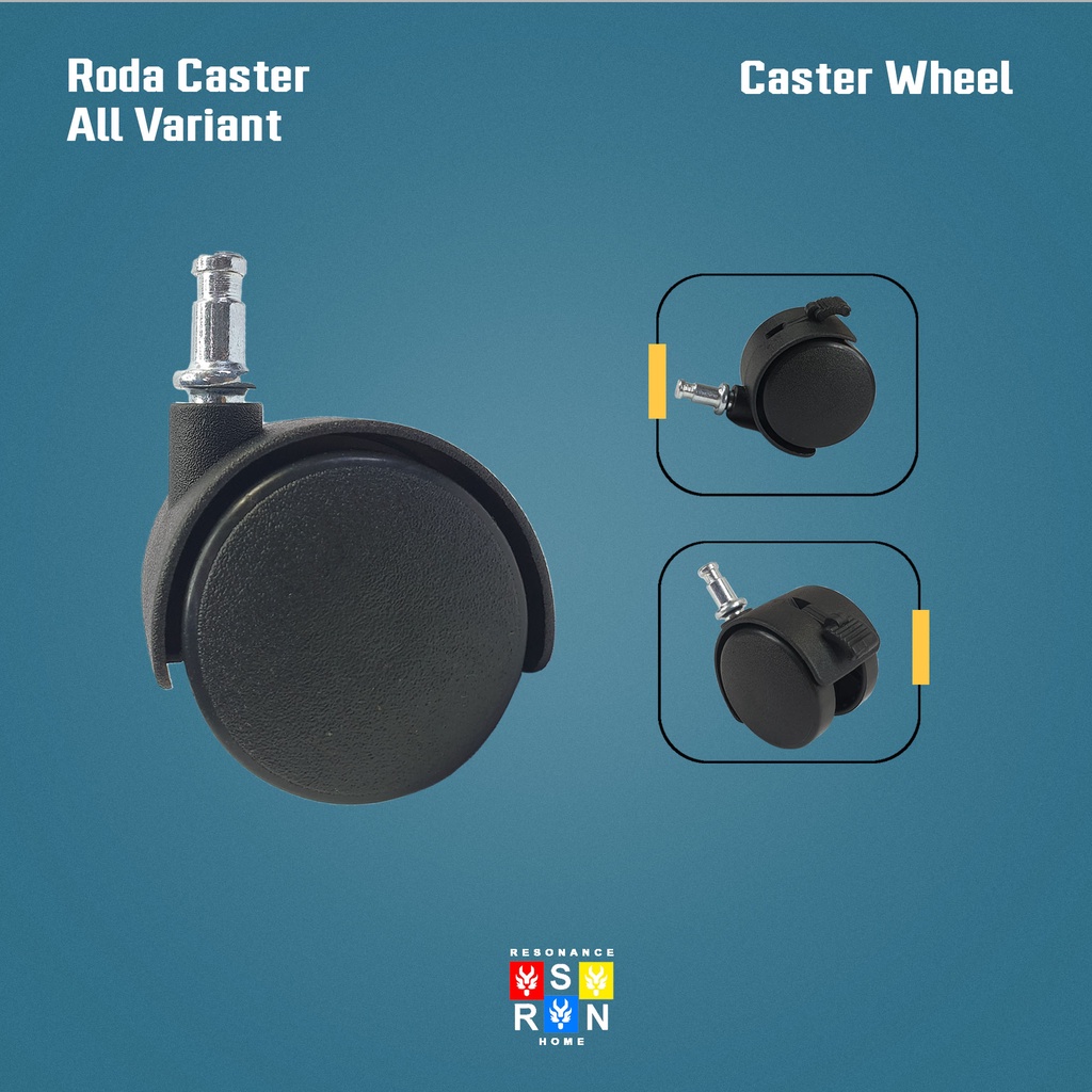 Roda Kursi Kantor Caster Drat + Rem/Non Rem 50mm (2 inch) Roda Lemari Meja / Roda Kandang Resonance Home