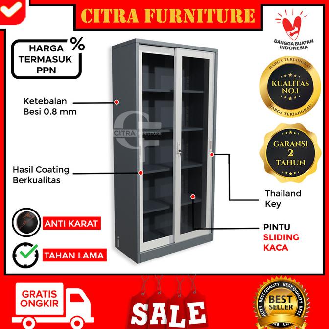 

BISA BAYAR DITEMPAT Lemari arsip 2 pintu sliding kaca DISKON Kode 361