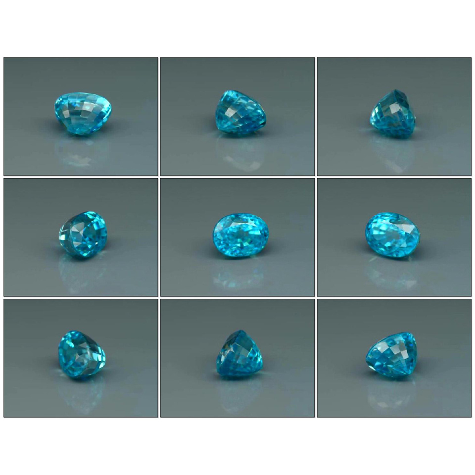 GLC Certified Oval 3.25ct 8x6x6mm Natural Blue Zircon, Cambodia ZN010