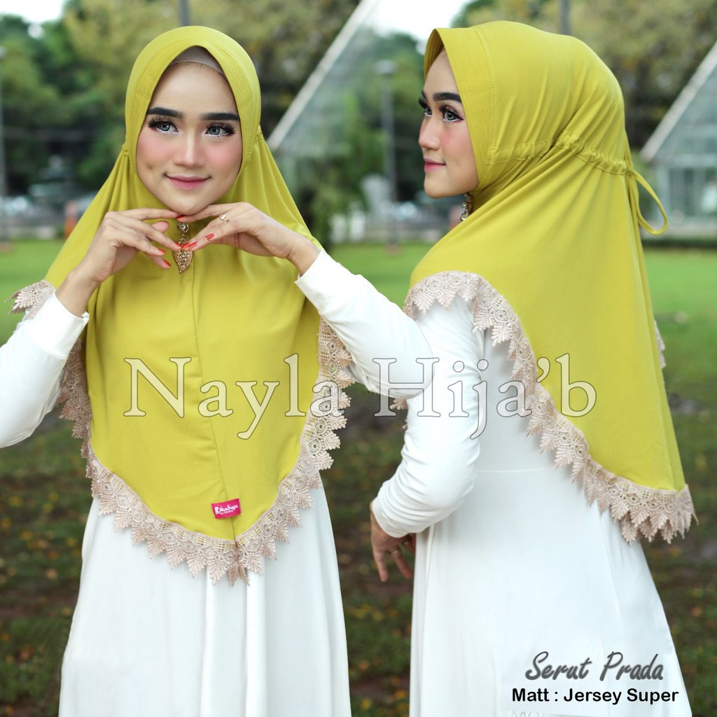 BEST SELLER Jilbab Instan Serut Prada Renda Import Jilbab Bergo Terbaru dan Termurah Nayla Hija'b