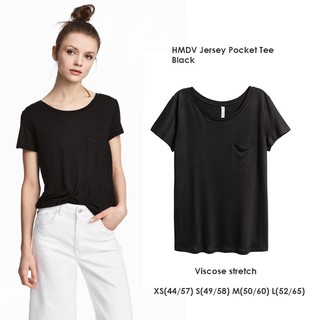 DIVIDED by H M  Jersey Pocket Tee Black Kaos  Wanita 