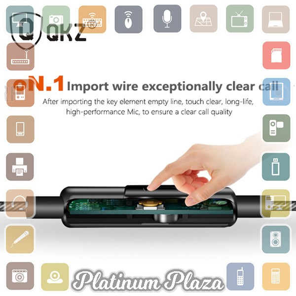 QKZ Bass Metal Earphone with Mic - QKZ-DM9 - Silver`A1GZMI-