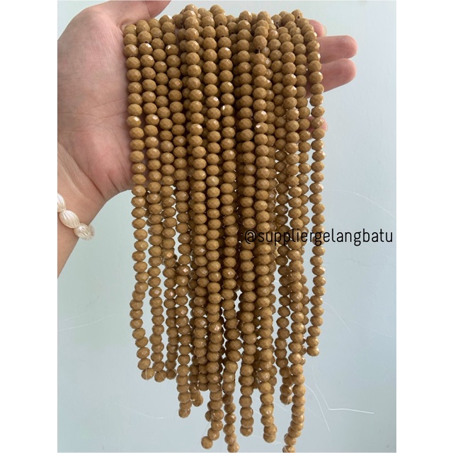 Kristal Ceko 8mm BROWN COKELAT doff bahan premium craft gelang kalung