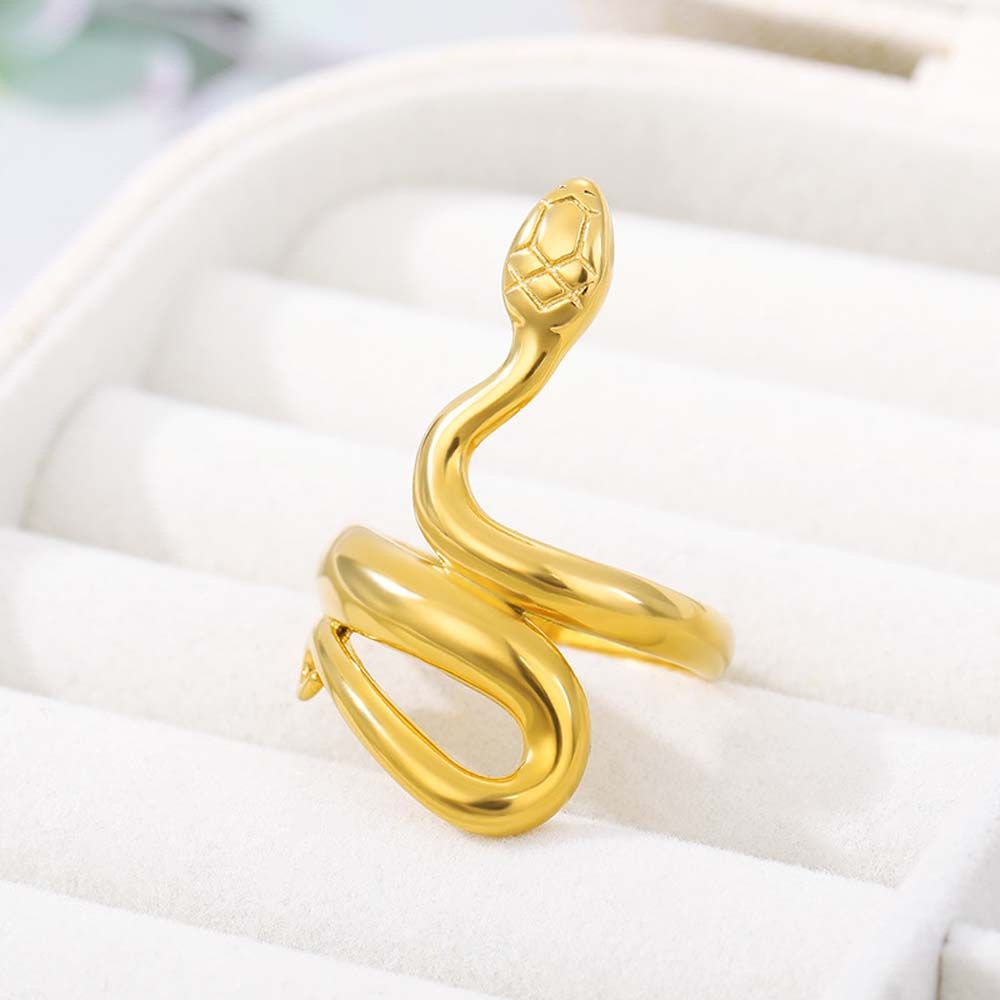 Mxbeauty Cincin Bentuk Ular Bahan Stainless Steel Gaya Vintage Korea Untuk Wanita