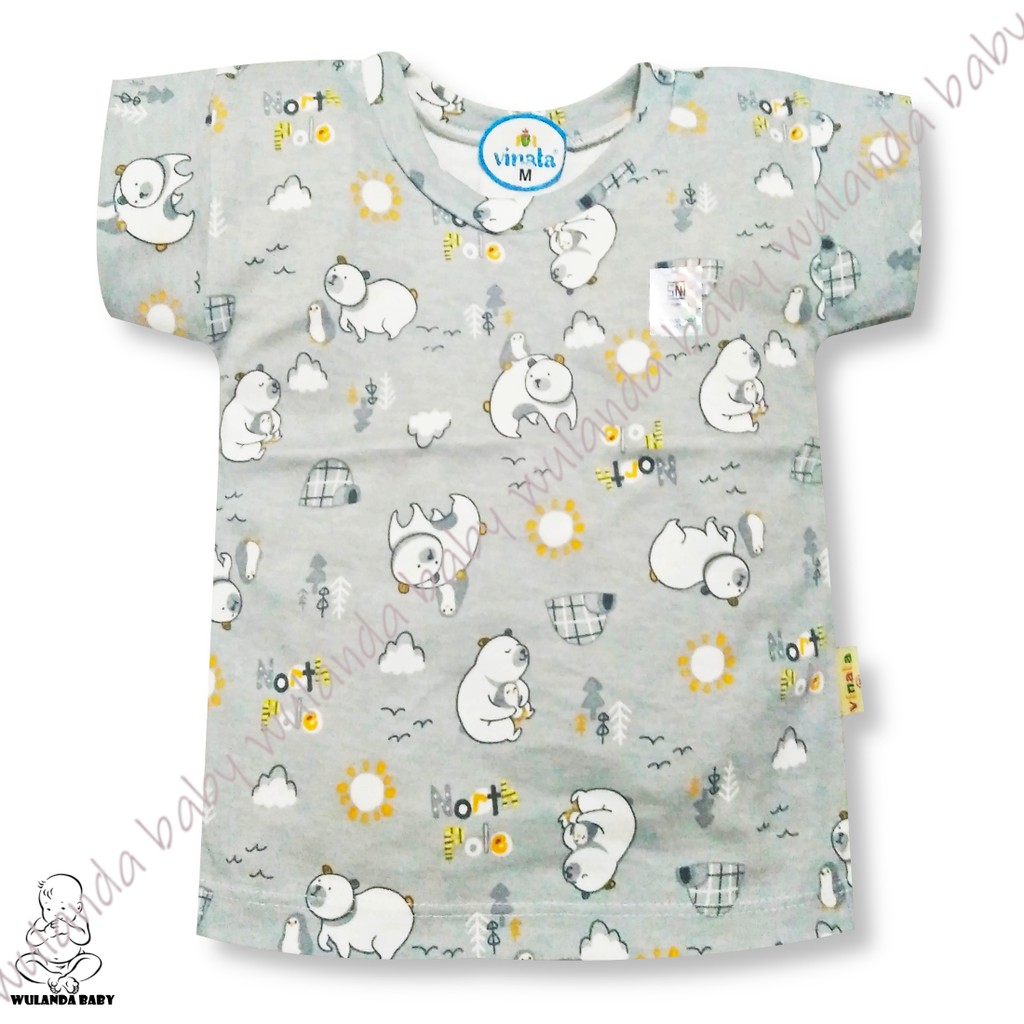 Wulanda 3 pcs baju kaus oblong anak bayi lengan pendek warna motif printing VINATA baby SNI untuk la-2