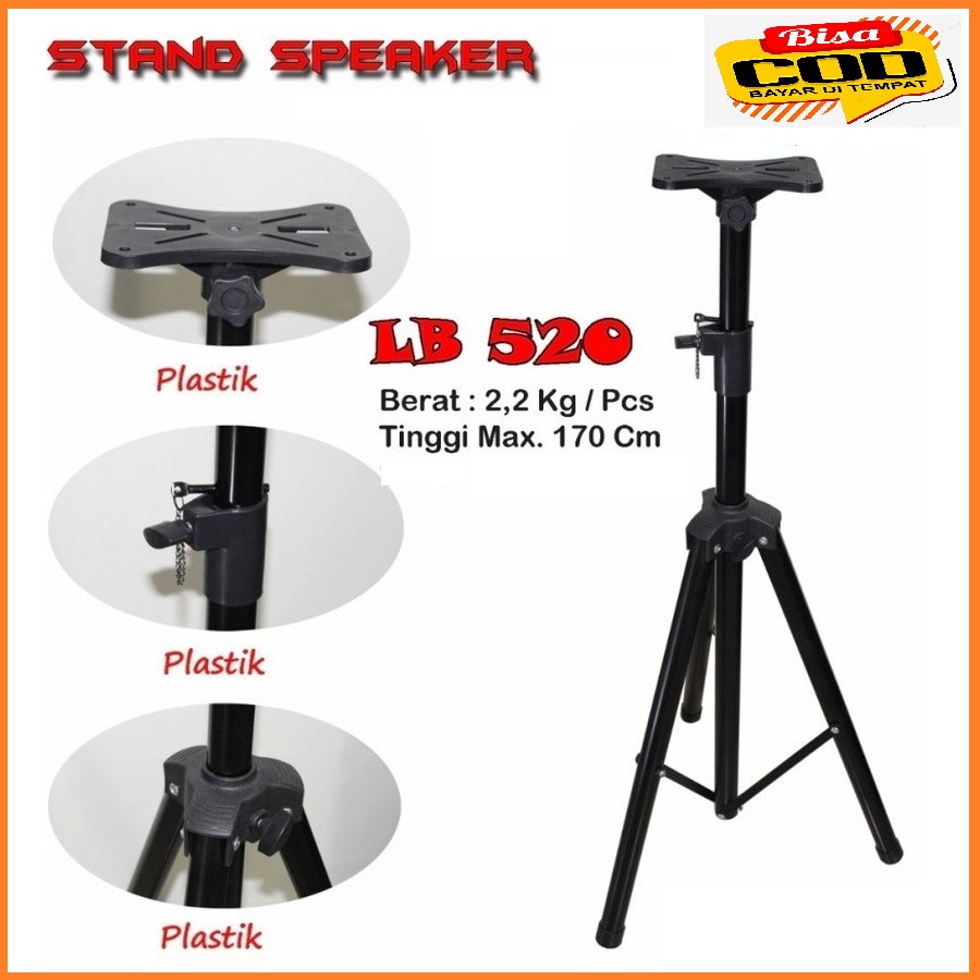 Stand Speaker /Tripod LA BASS LB-520 Speaker Bahan Besi Kokoh Super