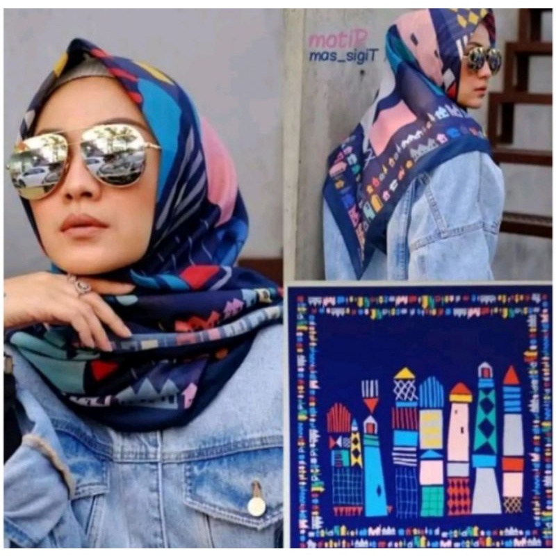 (COD) Hijab Segiempat Voal Premium Terbaru/ Kerudung Jilbab Segi Empat Motif Kekinian