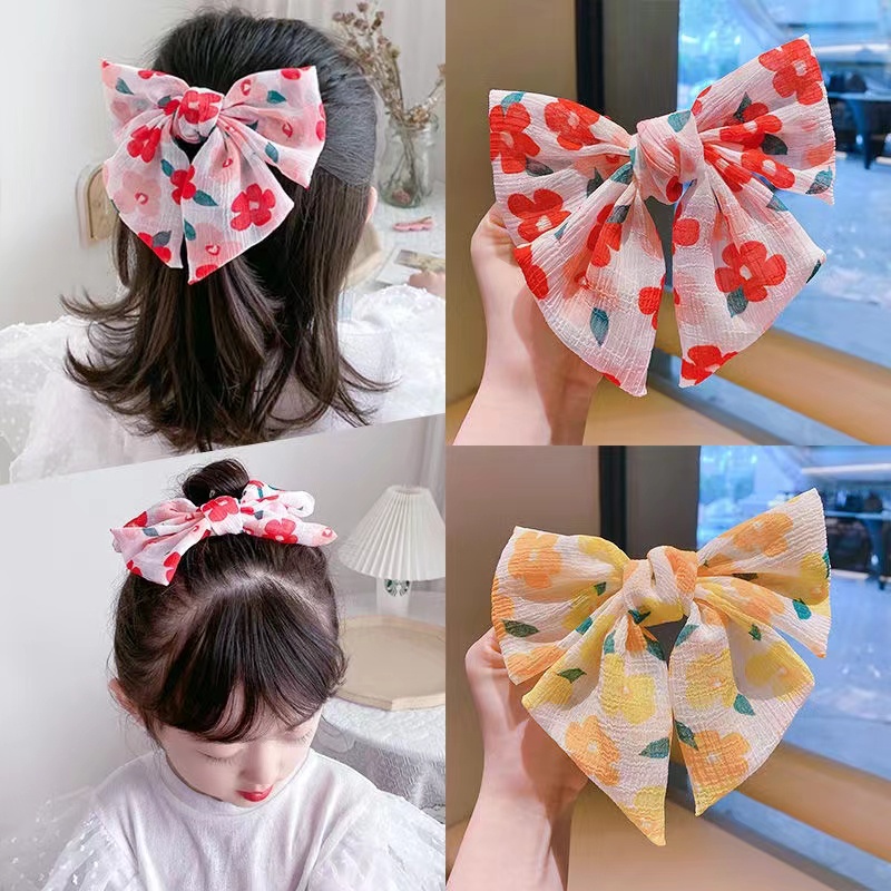 (Hello Girl)F133 Jepit Rambut Anak Motif Bunga Pita Besar Gaya Korea Import