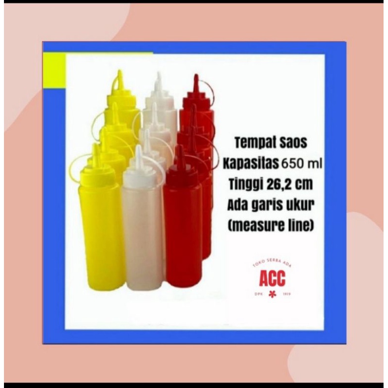 Botol Saus Plastik 650ml Ada Garis ukur / Botol kecap / Botol Plastik