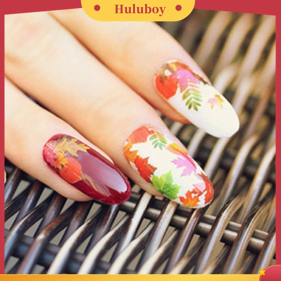 Huluboy Huluboy♡ Stiker Decal Motif Daun Maple / Bunga / Kupu-Kupu Untuk Dekorasi Manicure / Nail Art Butterfly