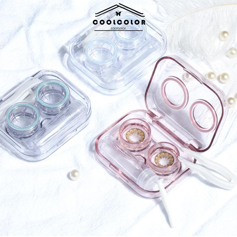 COD❤️Casing Lensa Kontak Transparan Tanpa Tutup Sekrup Lucu Portabel Nyaman Bersih Higienis All-in-one Case- cl