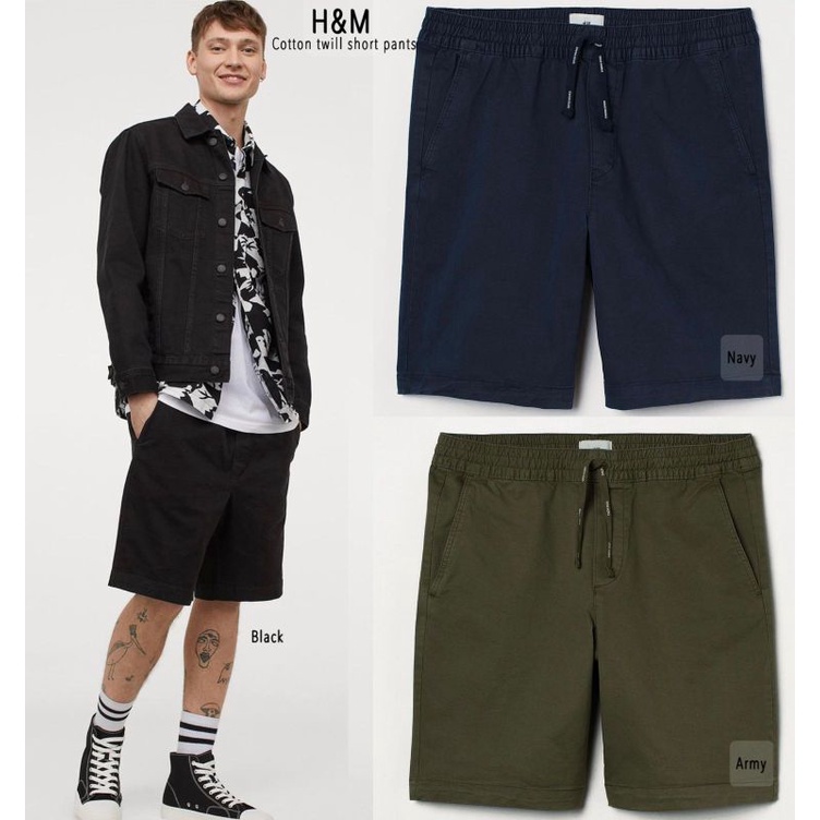 Celana pendek pria HM twill cotton short pants
