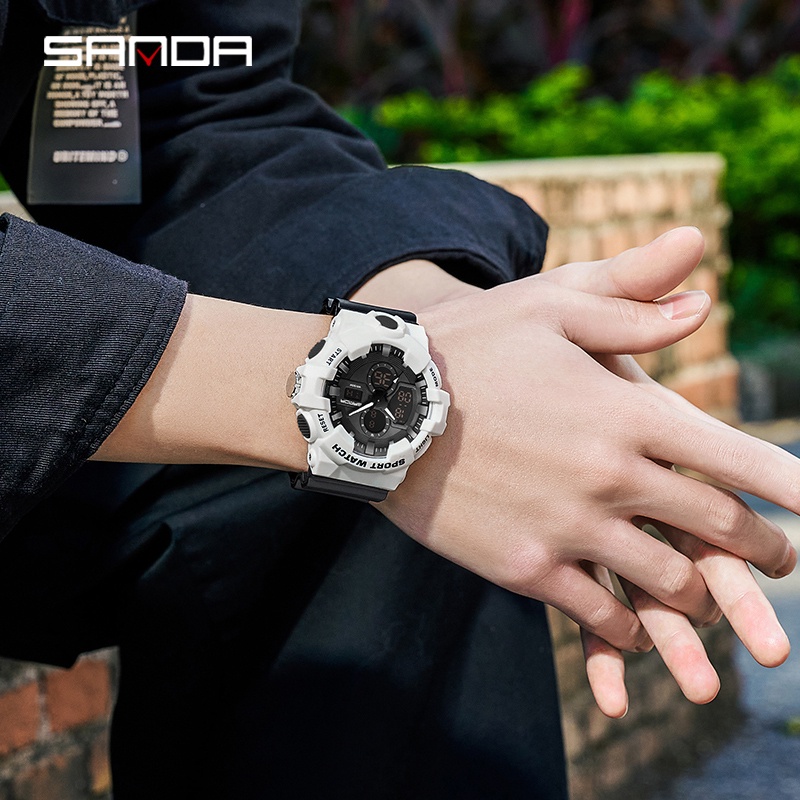 SANDA 3131 Jam Tangan Pria Wanita Digital Analog Tali Rubber Chronograph Anti Air WATCHKITE WKOS