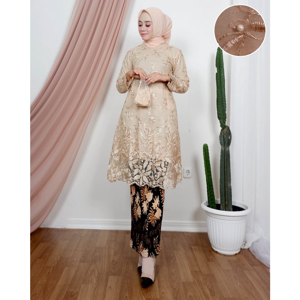 SET TUNIK BIANCA / KEBAYA MODERN / KEBAYA BRUKAT / OUTFIT BAJU PESTA KEKINIAN / BALLI