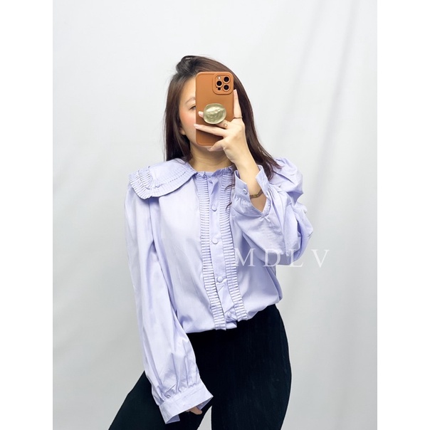 MDLV ~ BM 8618 HERMIONE PLEATED COLLAR SHIRT