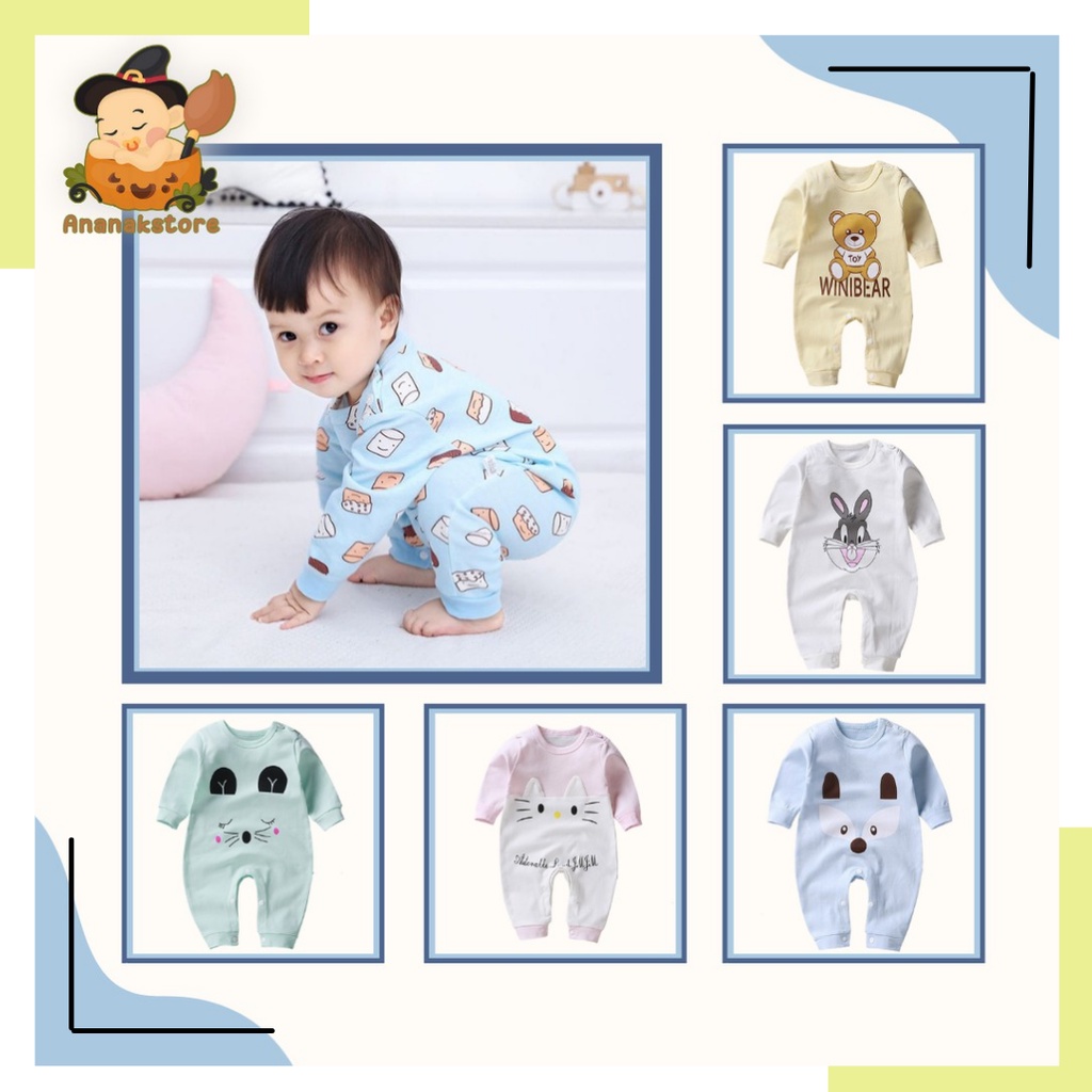 Jumper bayi Motif / Romper bayi Jumper panjang / Jumper bayi karakter lucu / Baju kodok bayi