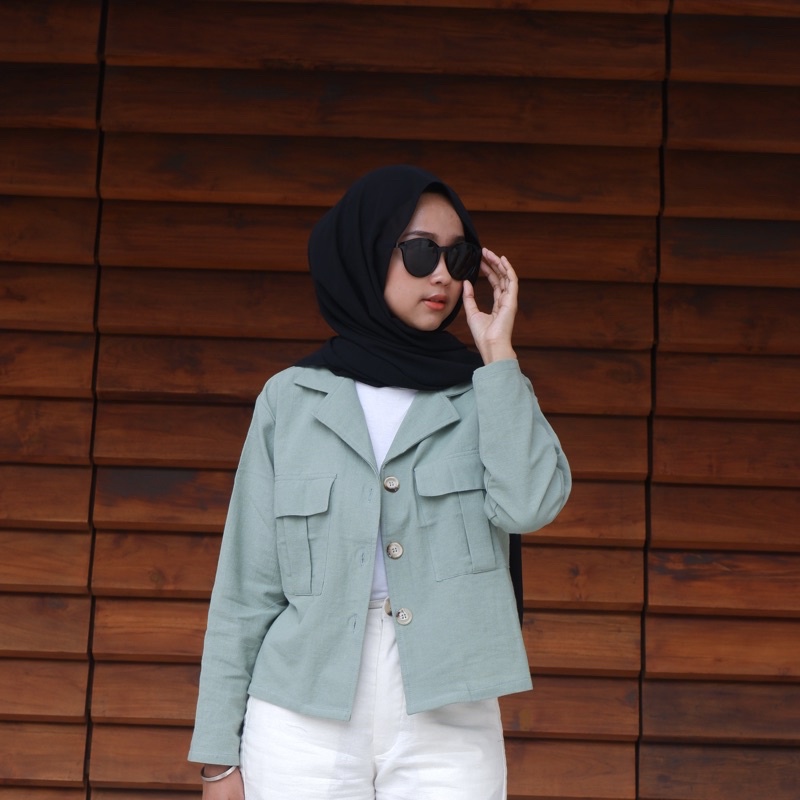 LALU OUTER BY WEAR LABEL (LINEN)-Sage green