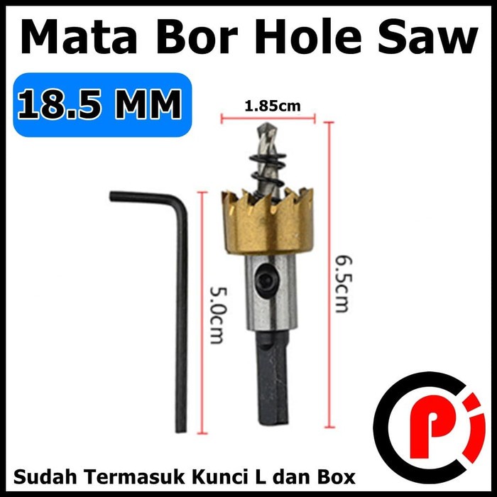 Hole Saw Besi HSS Carbide Tip 18.5 mm Mata Bor Lubang 18.5mm