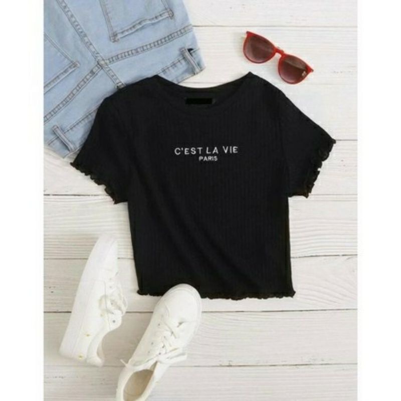 Arifirn Cella Embroidery Kriwil Top - Tshirt Wanita | Baju Wanita