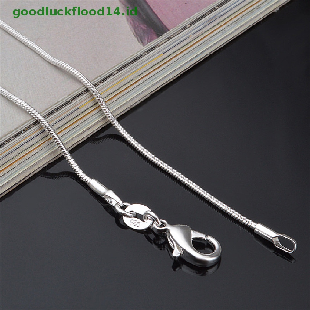 Kalung Rantai Ular 925 Sterling Silver Plated Ukuran 1mm 16 18 20 22 24 Inch