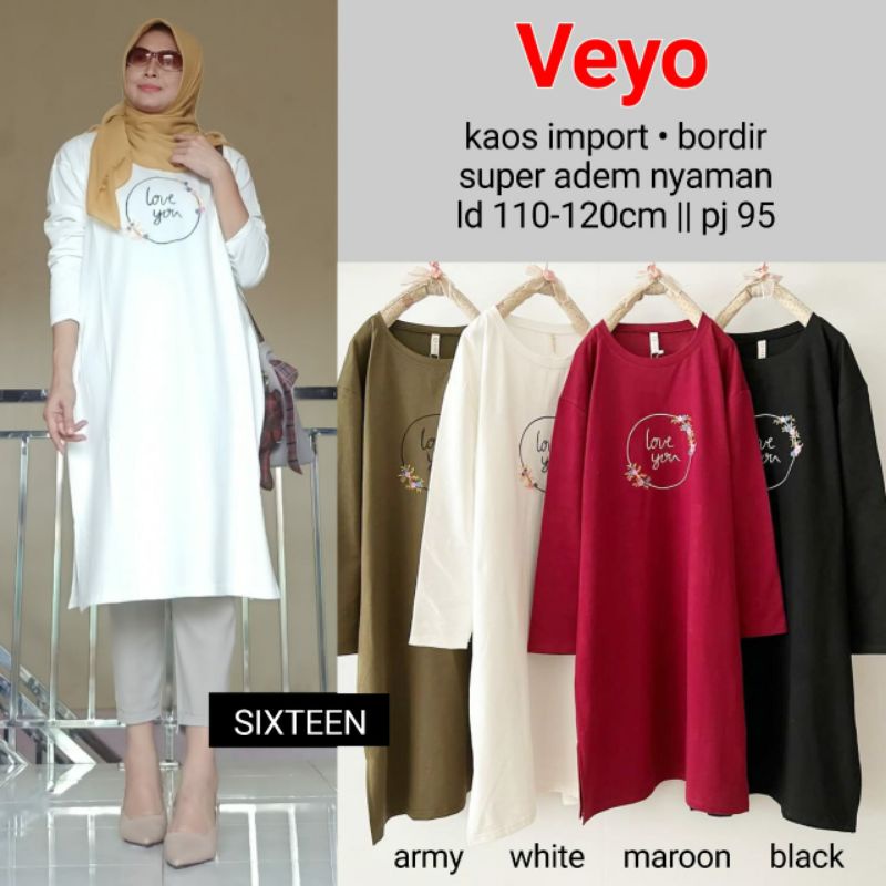 VEYO BLOUSE KAOS IMPORT BORDIR SUPER NYAMAN BY SIXTEEN