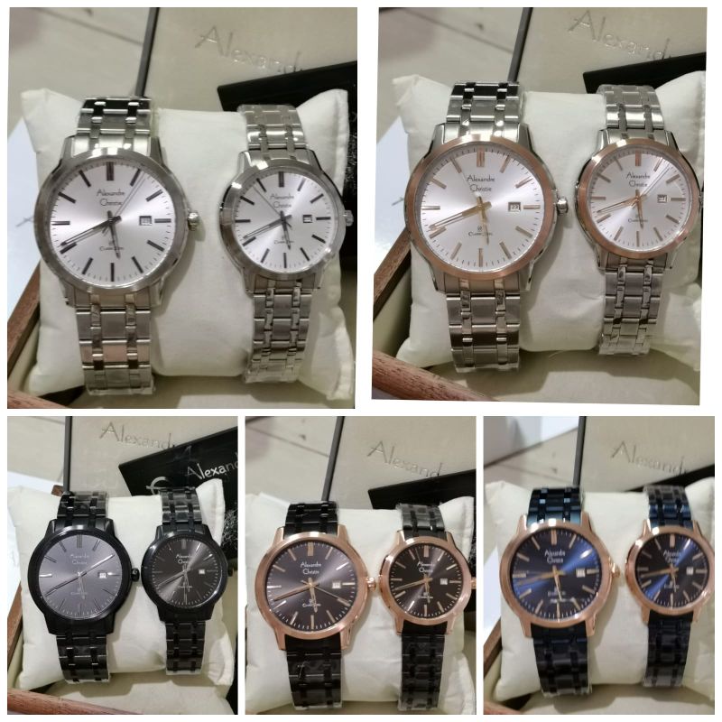 Jam Tangan Couple Alexandre Christie Ac 8657/Ac8657 Rantai   Original