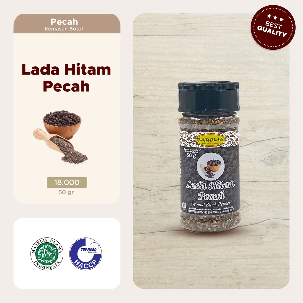 Lada Hitam  Pecah Ground  Black Pepper 50g Baroma Bumbu 