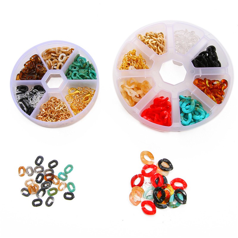 1 Set/Box Multi Color Acrylic Twisted Chains Assembled Parts Beads Diy Jewelry Findings Accessories