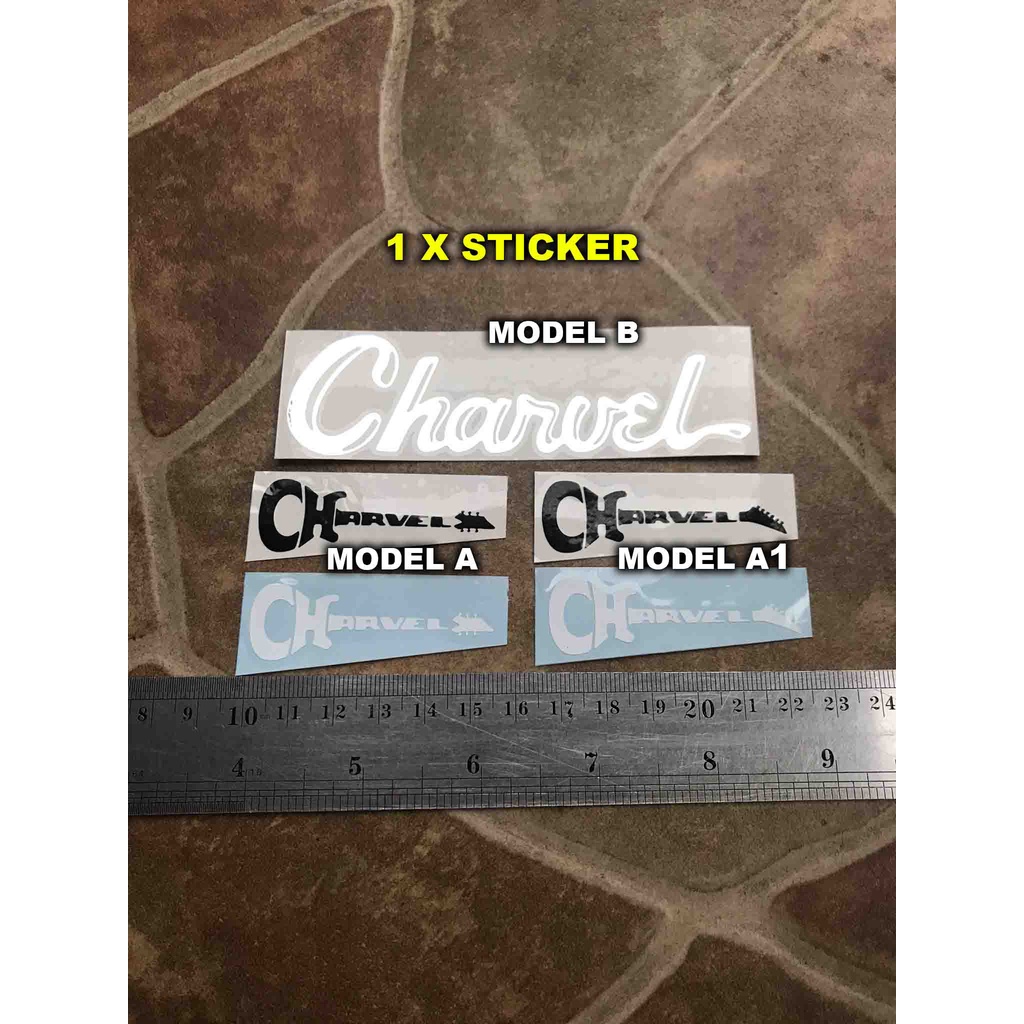 Gitar Charvel Sticker Tempel Headstock Decal Gitar Elektrik Akustik Stratocaster Lespaul Telecaster