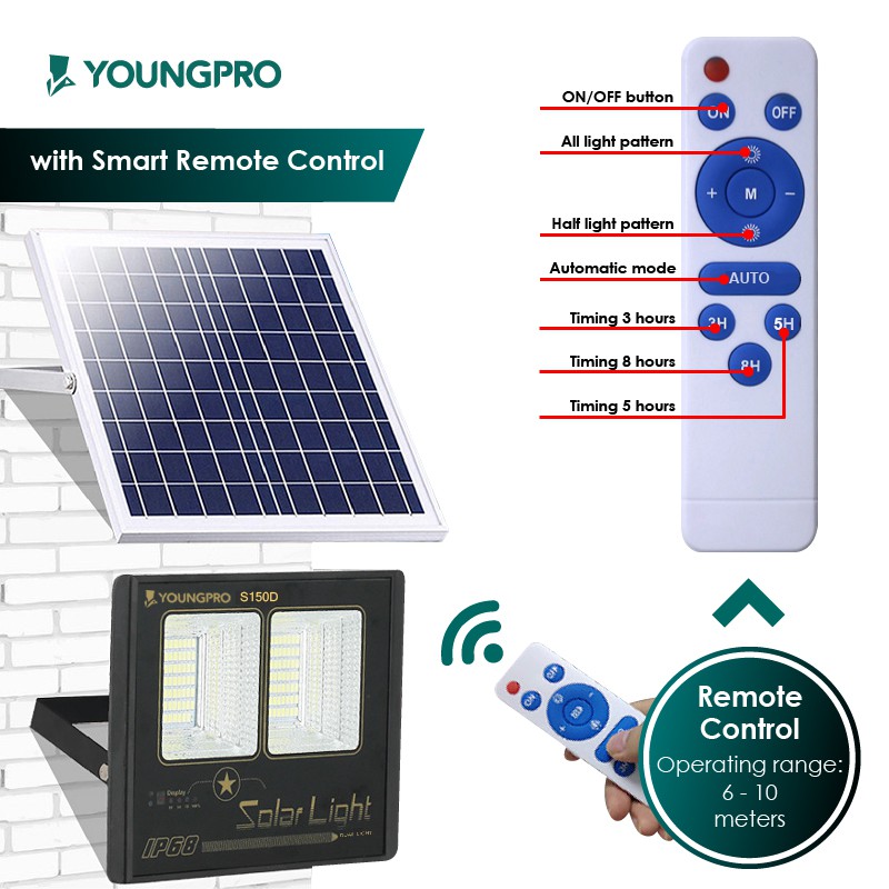 LAMPU SOLAR+ PANEL S150D BERGARANSI 3TAHUN!!!!! YOUNGPRO Lampu Tenaga surya