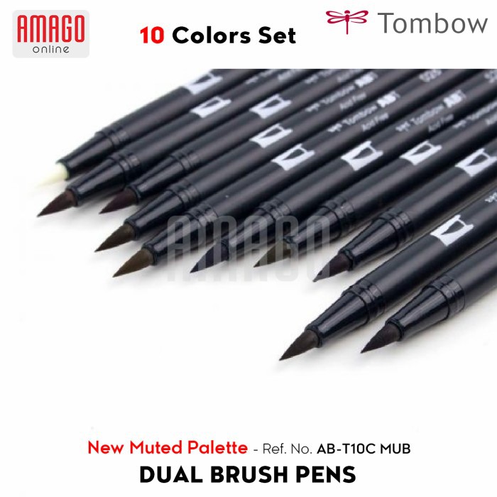 TOMBOW Dual Brush Pens - NEW MUTED Palette of 10 colors - AB-T10C MUB
