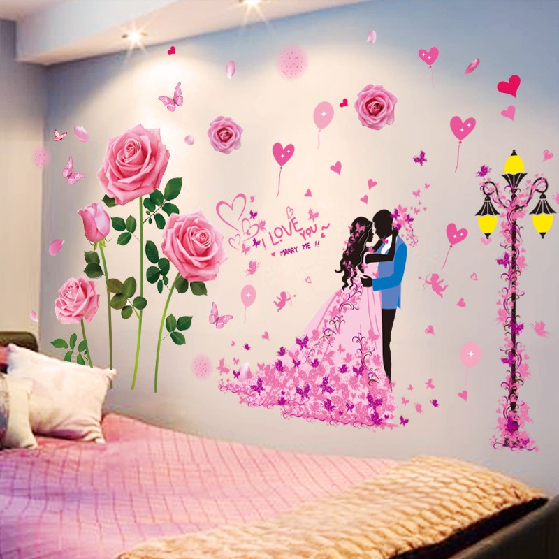 10+ Ide Stiker Dinding Motif Wallpaper Dinding Kamar Tidur Romantis