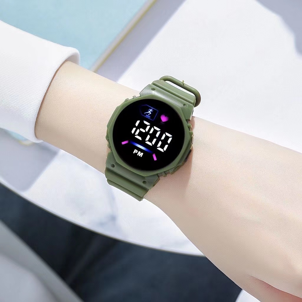 Jam Tangan Wanita Digital Watch LED Rubber Electonic Fashion Tampilan Warna-Warni