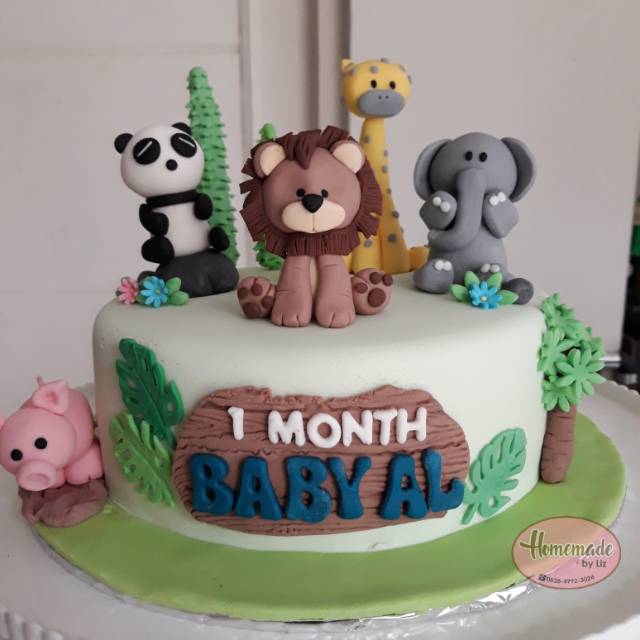 Kue ulang tahun fondant tema animal - Cikarang