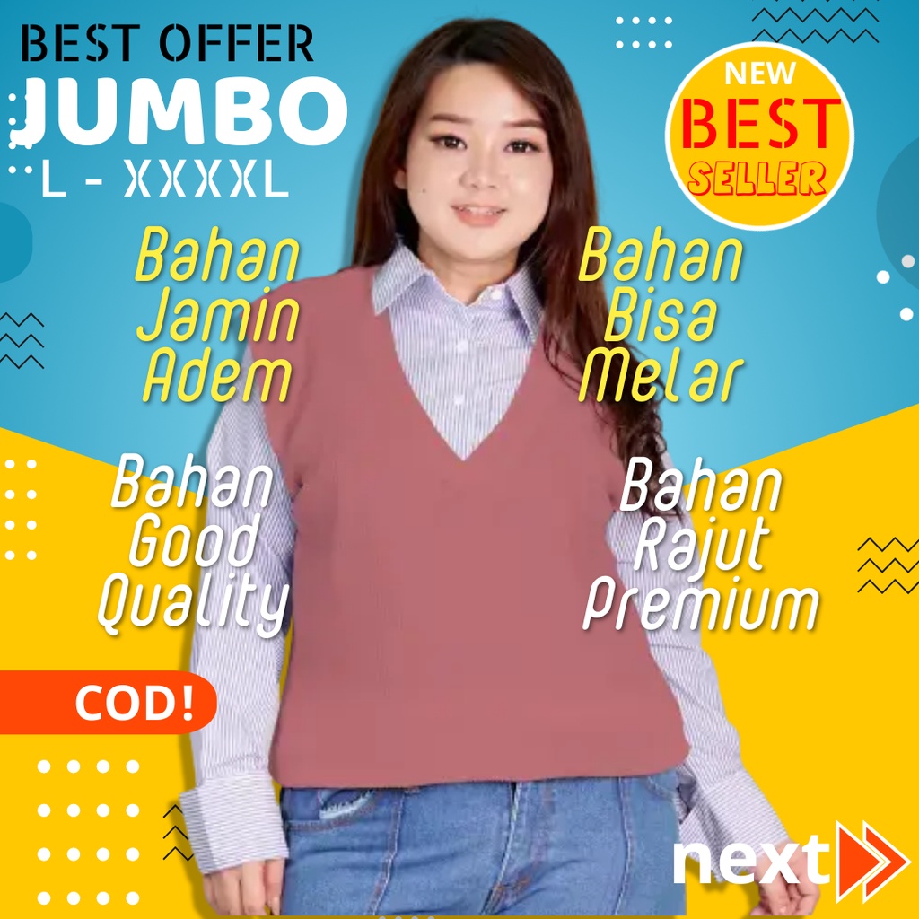 ROMPI RAJUT WANITA KOREA KEKINIAN JUMBO LD 120 ATASAN FASHION MUSLIM VEST WANITA OVERSIZE PANJANG BA