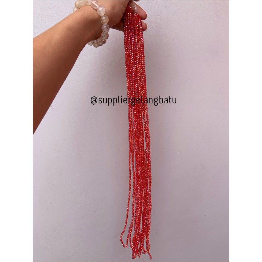 Kristal Ceko 4mm red quartz merah kuarsa bahan aksesoris premium craft