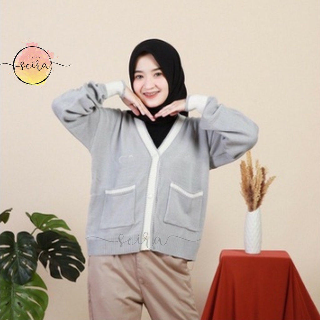 [BISA COD] Cardigan Rajut Kancing Pocket Kyla / Outer Outwear Kiyowo Cardy / Cardi Terbaru Kancing Hidip Saku