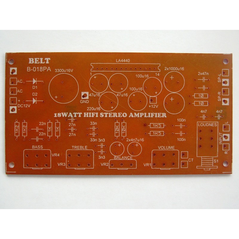 PCB 18 Watt Hi Fi Stereo Amplifier B-018PA BELT