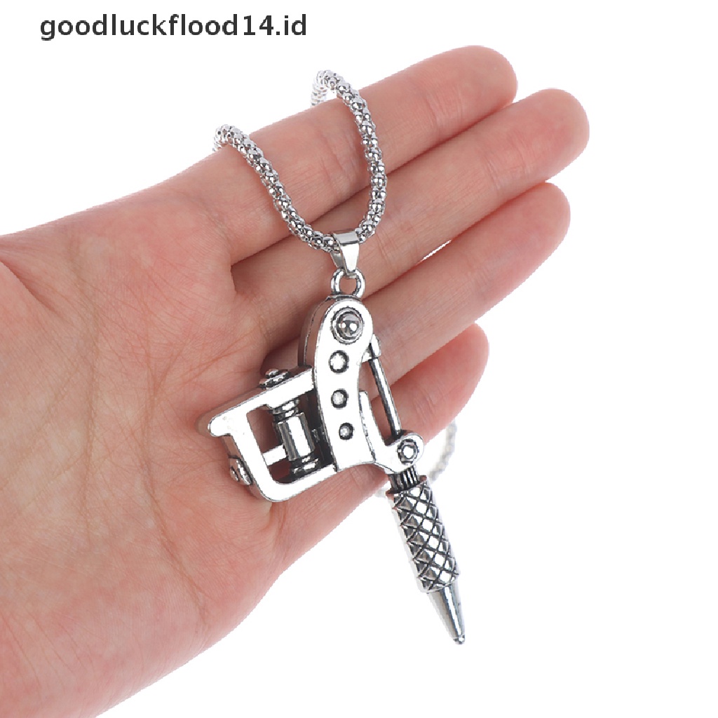 [OOID] Mini Tattoo Machine Tool Pendant Necklace Punk Vintage Tattoo Key Holder ID