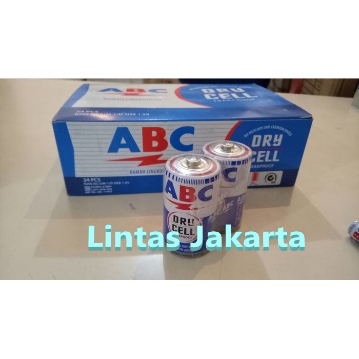 Baterai / Battery Ukuran Besar  R20 D Merk ABC Biru ( Isi 2 buah )