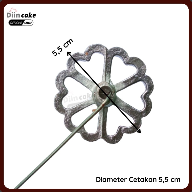 Cetakan Kue Kembang Goyang Bentuk Bunga Diamater 5,5 cm Aluminium Anti Lengket