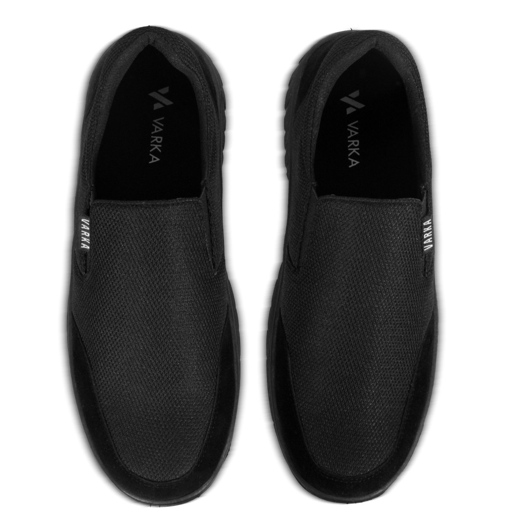 Sepatu Slip On Pria V 46312 Brand Varka Sepatu Casual Semi Kerja Kantor Kuliah Hangout Trendi Berkualitas - Hitam