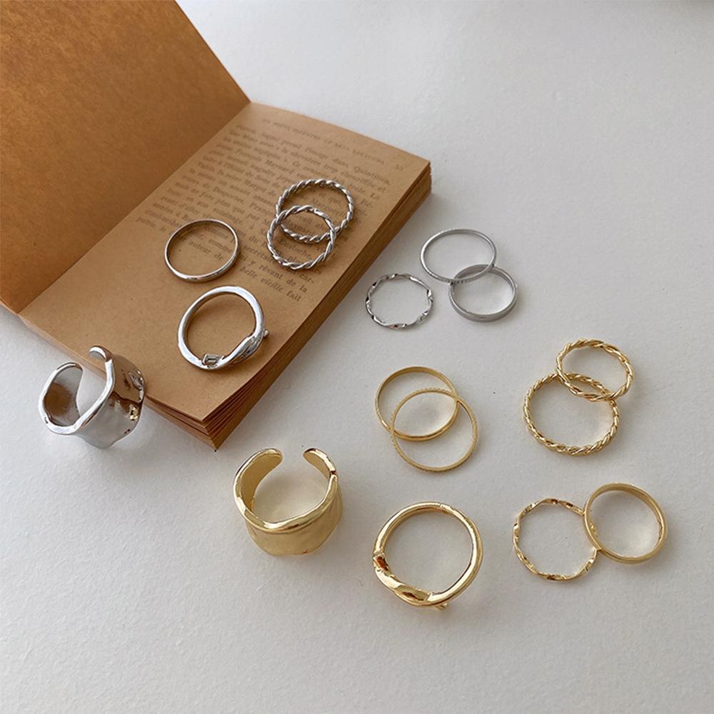 Set Cincin Bahan Metal Gaya Minimalis Untuk Wanita