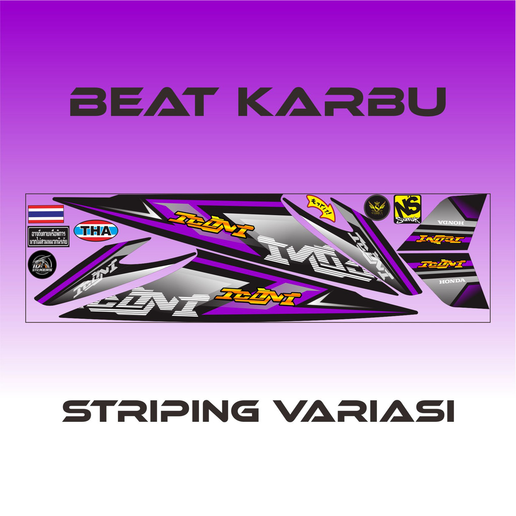 COD STIKER STICKER STRIPING BEAT KARBU - STIKER LIS VARIASI HONDA BEAT KARBU RACING - UNGU VARIASI