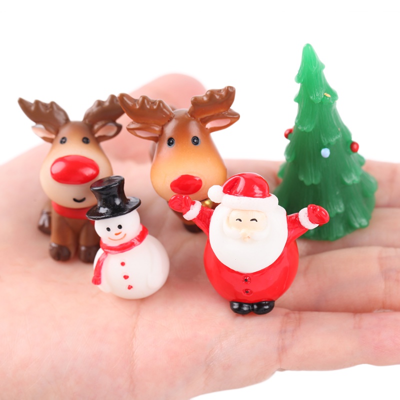 1 Pc Ornamen Bentuk Pohon Natal Rusa Santa Claus Mini Bahan Resin Untuk Dekorasi Rumah